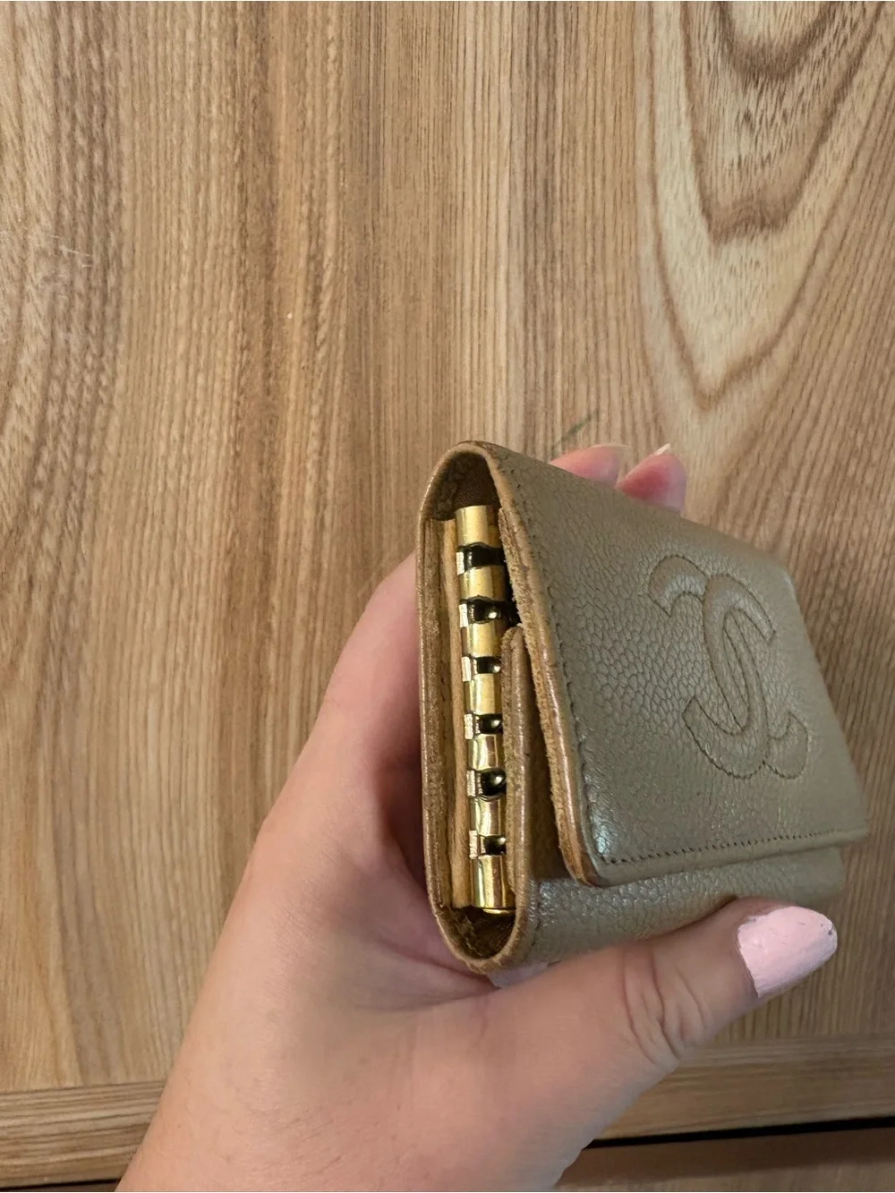 Auth Chanel Timeless CC Leather Key card Holder W/COA